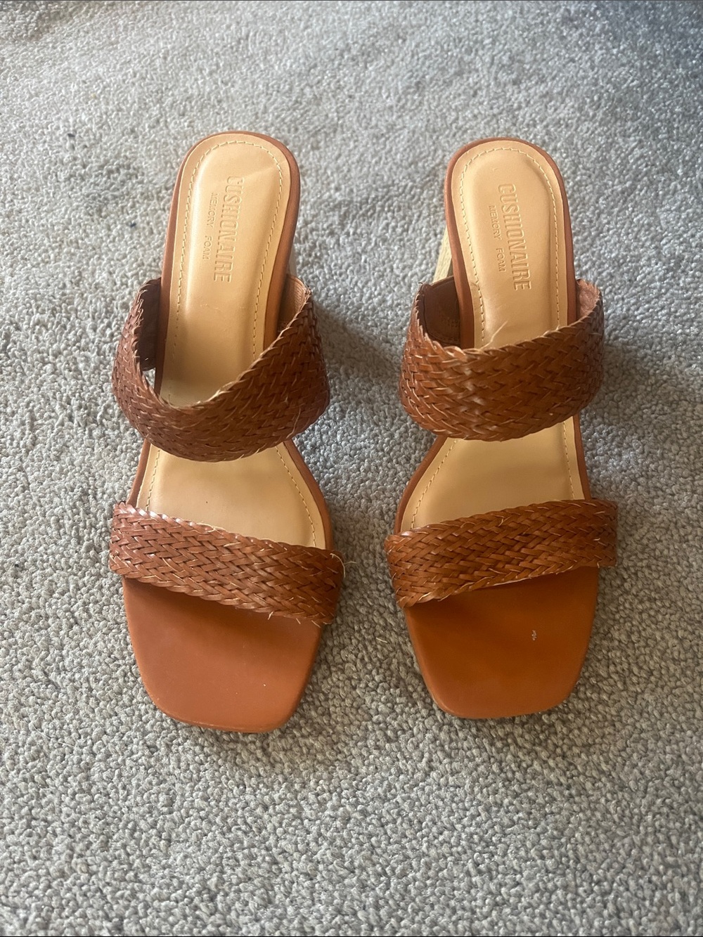 Cushionaire Memory Foam Ziggy Woven Double-Strap Slide Sandal - Brown